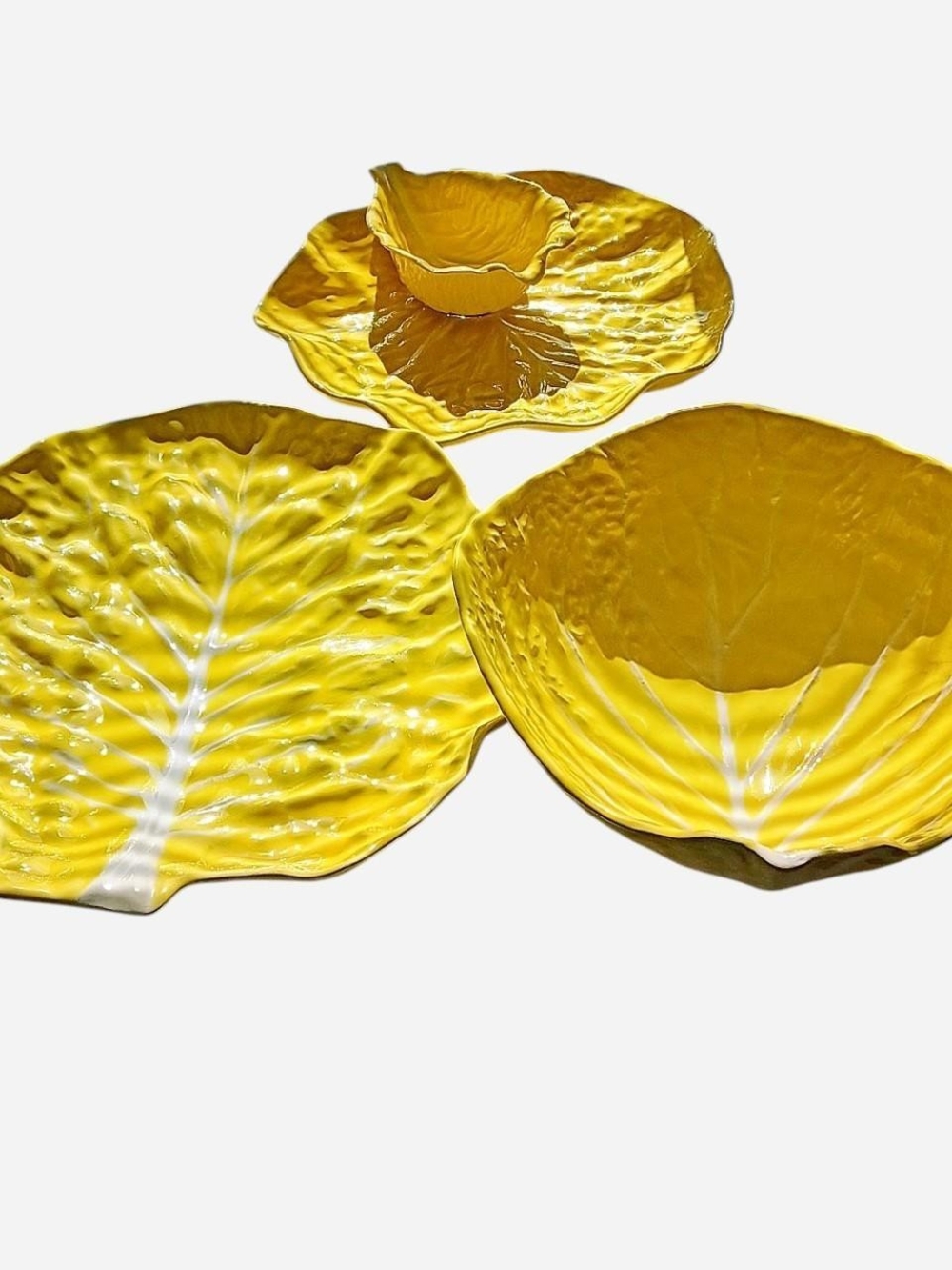 Ceramic Yellow Cabbage Leaf Serveware Set - Brand‎